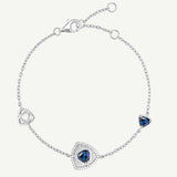 Trinity Textured Silver Bracelet in Created Sapphire