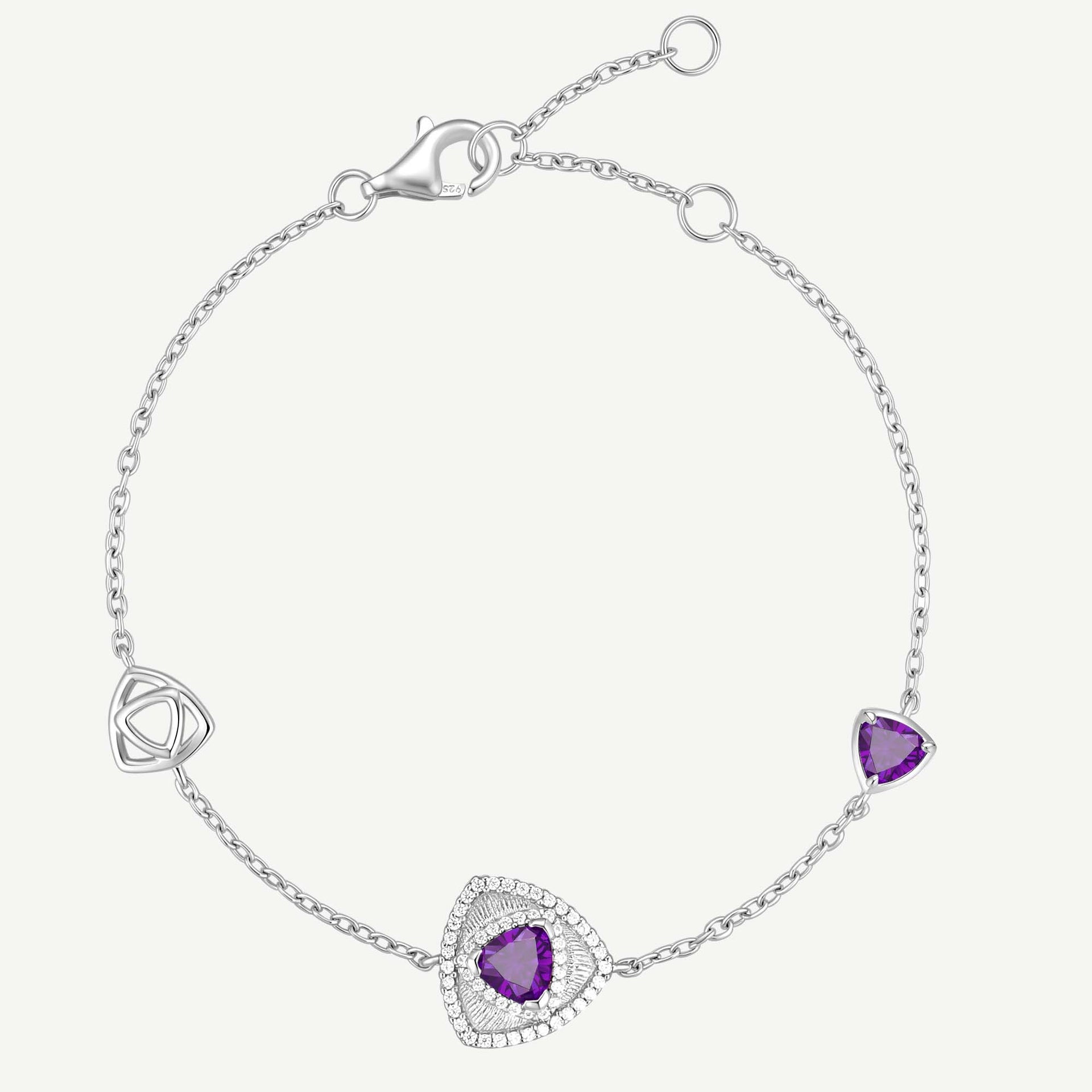 Trinity Textured Bracelet Created Amethyst
