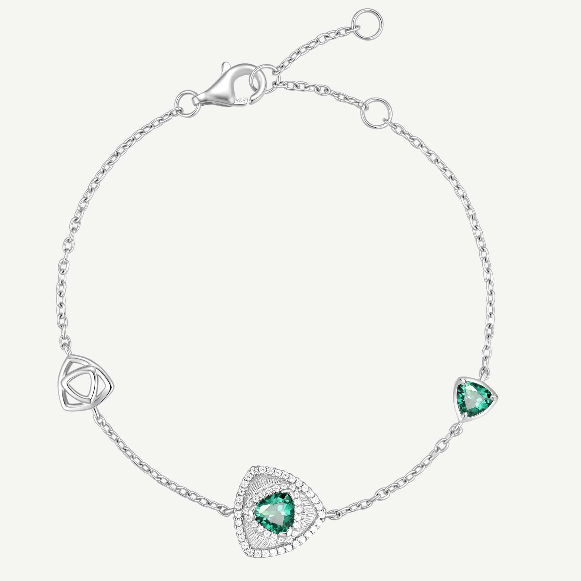 Trinity Textured Bracelet Created Emerald
