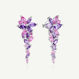 “Wisteria Whisper” Flower Bar Amethyst Silver Earrings