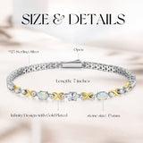 FANCIME ""Eternal Duo" October Birthstone Opal Sterling Silver Tennis Bracelets