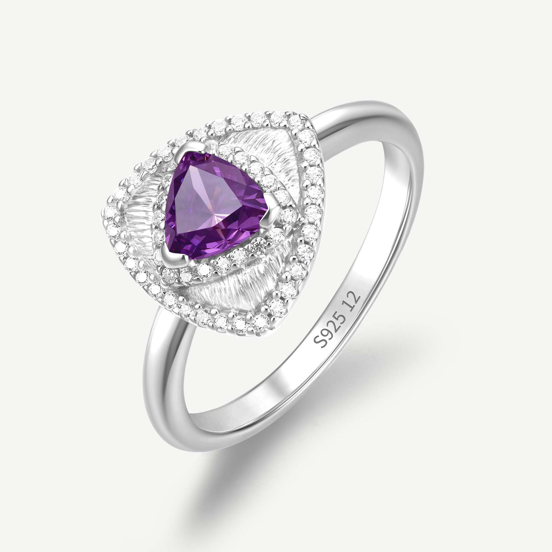 Trinity Textured Ring Created Amethyst
