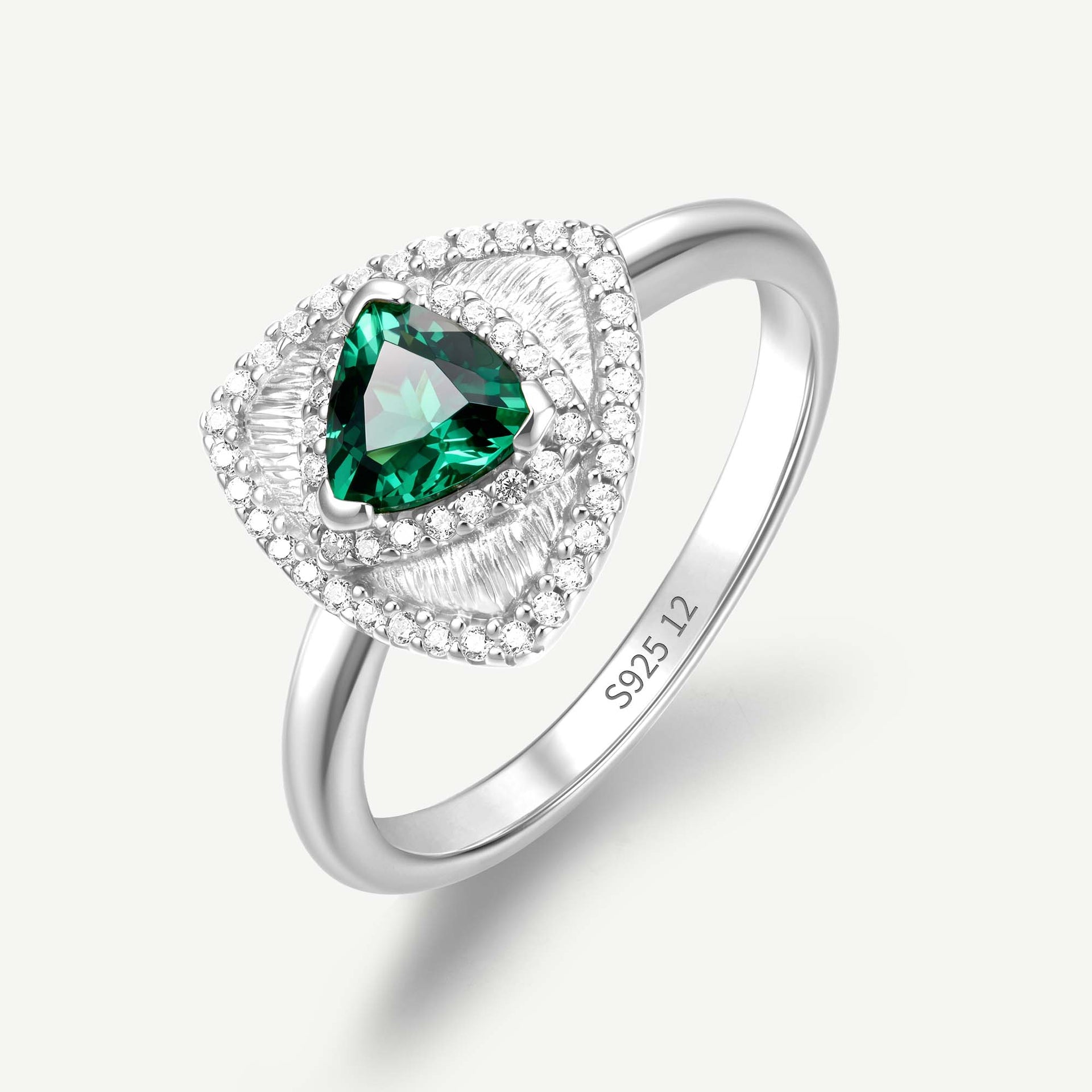 Trinity Textured Ring Created Emerald