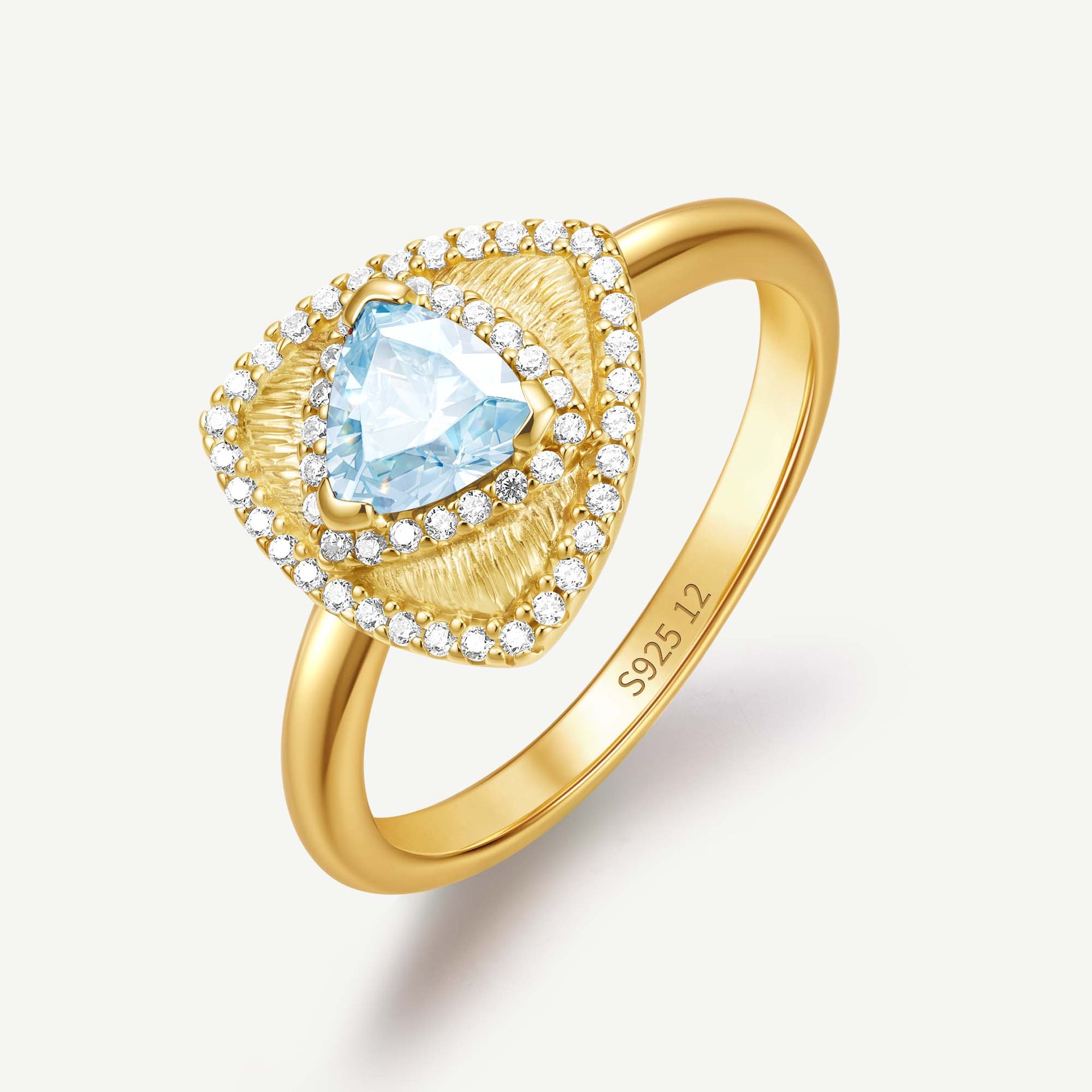 Trinity Textured Ring Created Aquamarine