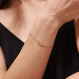 FANCIME Paper Cilp Interlocking Love Friendship 14k Solid Yellow Gold Bracelet