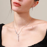 FANCIME "Wisteria Reverie" Flower Drop Y Sterling Silver Necklace