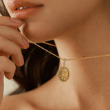 FANCIME "Retro Romance" Vintage Oval Cut November Birthstone Sterling Silver Necklace