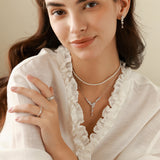 FANCIME “Wisteria Bouquet” Flower Drop Sterling Silver Y Necklace