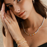 FANCIME "Glamour Radiance" November Birthstone Fancy Cut Yellow Citrine Sterling Silver Tennis Necklace