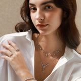 FANCIME「スターリットドリーム」スパークリングスターリングシルバードロップネックレス