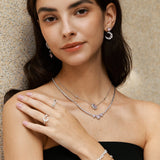 FANCIME "Pink Dream" Crescent Moon Star Sterling Silver Necklace