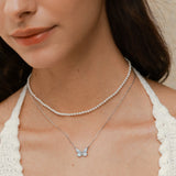 FANCIME "Starlight Butterfly" Luminous Enamel Sterling Silver Necklace