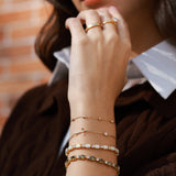 "Glamour Radiance" October Birthstone Fancy Cut White Opal Sterling Silver Tennis Bracelet