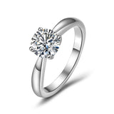 FANCIME Classic Round Cut Solitaire Moissanite Sterling Silver Ring