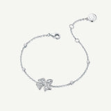 FANCIME “Blooming Bow“ Butterfly Floral Bow Sterling Silver Bracelet