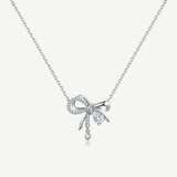 FANCIME "Satin Bow" Bow Pink CZ Sterling Silver Necklace