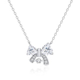 FANCIME "Crystal Bow" Butterfly Bow Sterling Silver Necklace