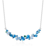 “Wisteria Whisper” Flower Bar Blue Topaz Silver Necklace