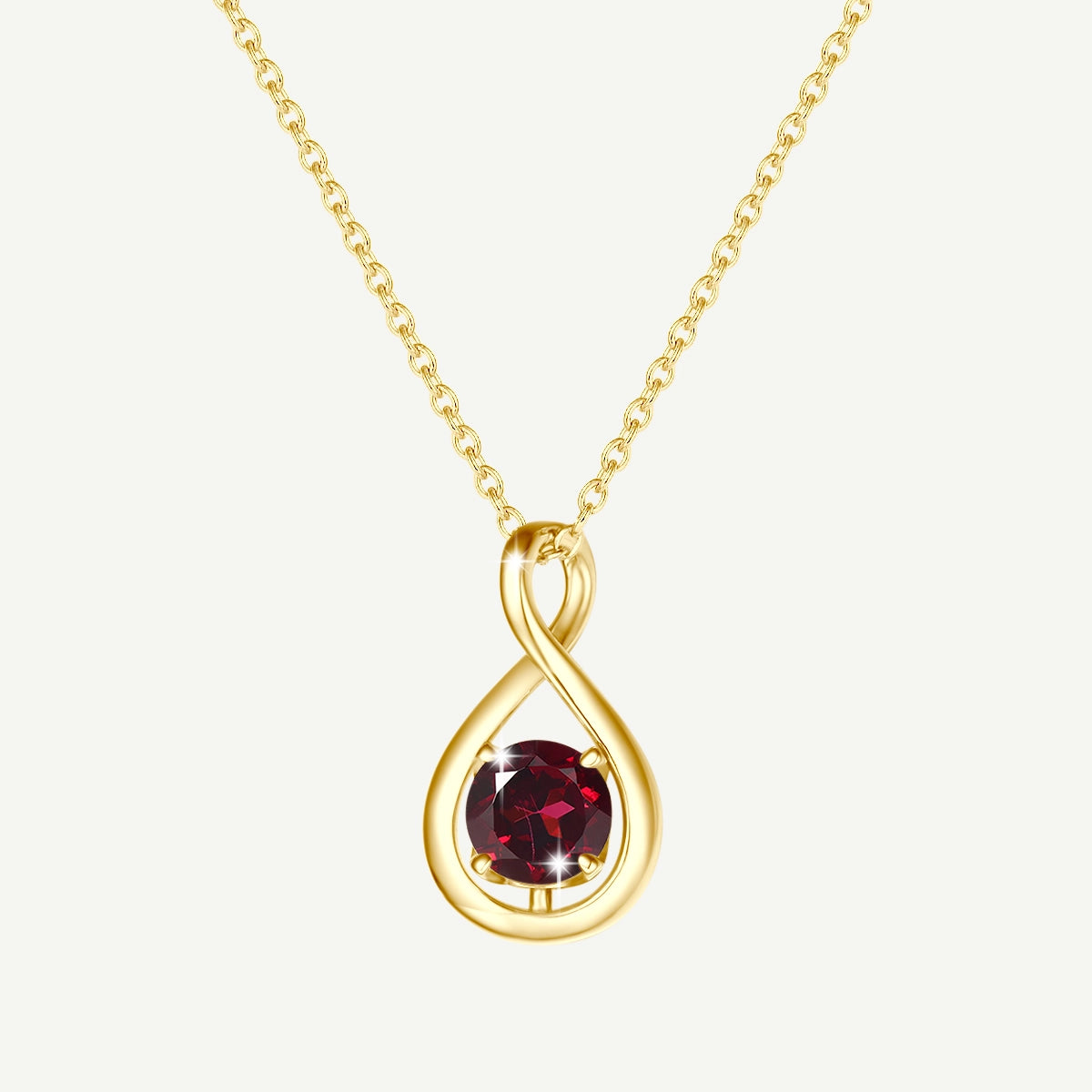 "Infinite Embrace" January Birthstone Garnet Infinity Symbol Sterling Silver Pendant Necklace