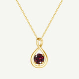 "Infinite Embrace" January Birthstone Garnet Infinity Symbol Sterling Silver Pendant Necklace