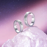 FANCIME "Starlit Melody" Couples Promise Sterling Silver Star Matching Rings