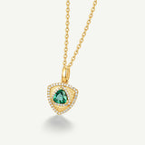 Trinity Textured Silver Necklace in Created Emerald