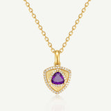 Trinity Textured Silver Necklace in Created Amethyst