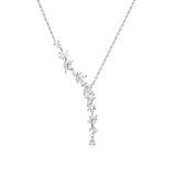 FANCIME "Wisteria Whisper" Flower Drop Y Sterling Silver Necklace