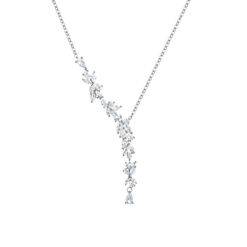 FANCIME "Wisteria Whisper" Flower Drop Y Sterling Silver Necklace