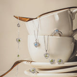 Trinity Textured Silver Necklace in Created Peridot