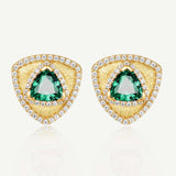 Trinity Textured Silver Earrings in Created Emerald