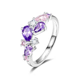 “Wisteria Whisper” Flower Pink Tourmaline Silver Ring