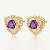Trinity Textured Silver Earrings in Created Amethyst