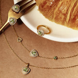 Trinity Textured Silver Necklace in Created Peridot