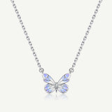 FANCIME "Starlight Butterfly" Luminous Enamel Sterling Silver Necklace