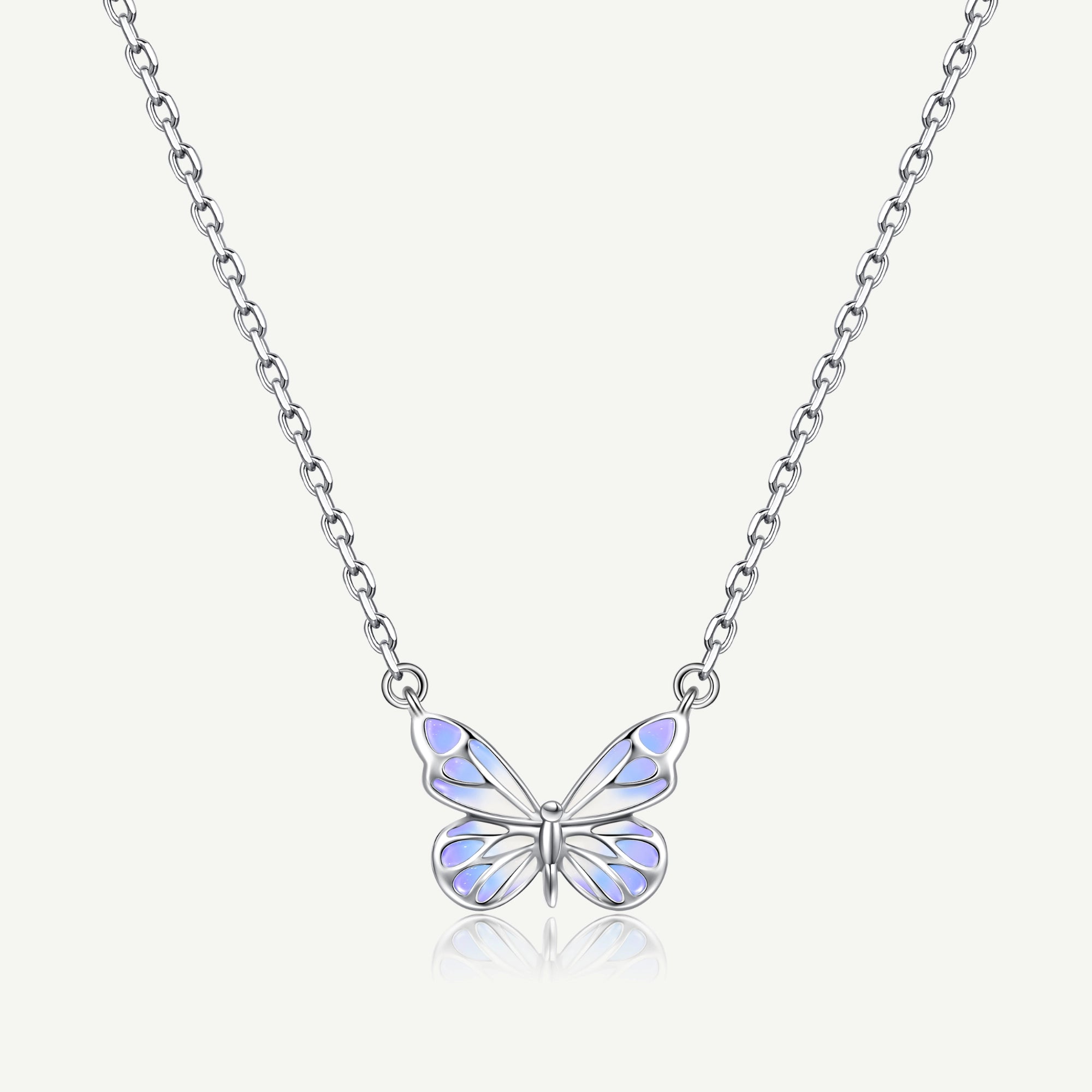 FANCIME "Starlight Butterfly" Luminous Enamel Sterling Silver Necklace