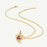Trinity Textured Silver Necklace in Created Ruby
