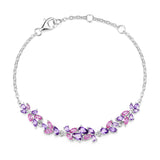 “Wisteria Whisper” Flower Bar Amethyst Silver Bracelet