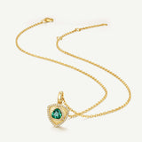 Trinity Textured Silver Necklace in Created Emerald