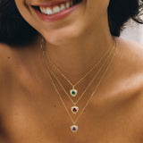 Trinity Textured Silver Necklace in Created Emerald