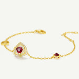 Trinity Textured Silver Bracelet in Created Ruby