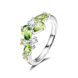 “Wisteria Whisper” Flower Peridot Silver Ring