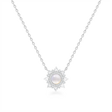 "Silk White" Brilliant Sun Flower Sterling Silver Necklace