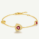 Trinity Textured Silver Bracelet in Created Ruby