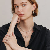 Rose Pin Pearl Silver Necklace