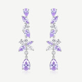 Wisteria Bloom Drop Amethyst Silver Earrings