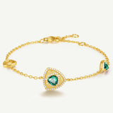 Trinity Textured Silver Bracelet in Created Emerald