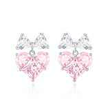 FANCIME "Bow For Princess" Pink Heart Sterling Silver Earrings