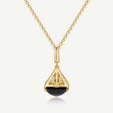Harry Potter x FANCIME Deathly Hallows Silver Necklace, Obsidian