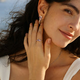 “Wisteria Whisper” Flower Bar Pink Tourmaline Silver Earrings